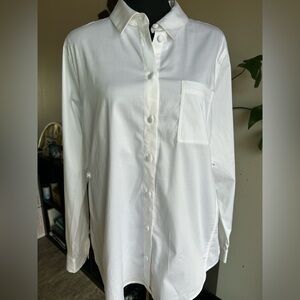 Soft Surroundings Women's White Poplin Blouse NWOT Sz Large Long Sleeve Cotton